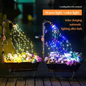 Solar Waterfall Light for Outdoor Solar Garden Patio Decor, Solar Watering Can with Cascading Lights, LED String Lights - Star Shower Solar Yard Art for Party