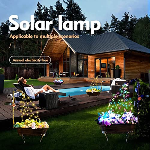 Solar Waterfall Light for Outdoor Solar Garden Patio Decor, Solar Watering Can with Cascading Lights, LED String Lights - Star Shower Solar Yard Art for Party