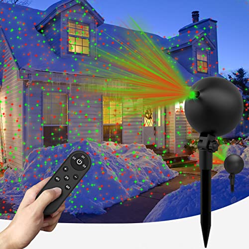 Christmas Lights Projector Laser Light Xmas Landscape Spotlights Waterproof Outdoor Xmas Light for Halloween Patio Yard Garden with Remote Controller (Green and Red)