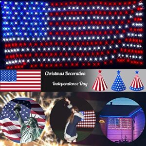 yasenn american flag string lights outdoor 400led usa flag net lights 8modes waterproof camping flag led flag with timer for yard, garden, camping, party, christmas decorations(plug in power)