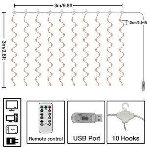 VOLIVO Led Curtain Lights for Bedroom Backdrop Window RGB Fairy Curtain String Lights USB Powered 8 Modes 20ft 9.8ft x 2 pcs Wedding Party Home Garden Outdoor Wall Decorations