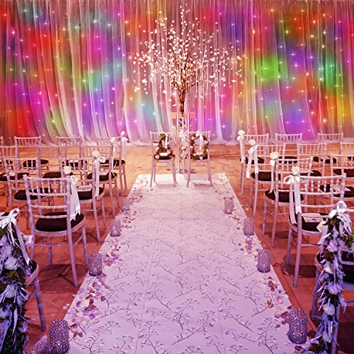 VOLIVO Led Curtain Lights for Bedroom Backdrop Window RGB Fairy Curtain String Lights USB Powered 8 Modes 20ft 9.8ft x 2 pcs Wedding Party Home Garden Outdoor Wall Decorations