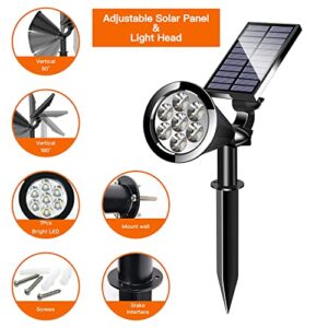 YUMAMEI Solar Spot Lights Outdoor, Color Changing Solar Garden Lights Outdoor Decoration 2-in-1 Waterproof Solar Landscape Lighting with Auto On/Off for Garden, Pathway, Patio,Gate, Fence Decorations