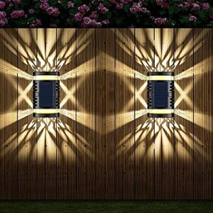 outside lights solar fence lights, led solar powered garden lights waterproof up and down lights outdoor for garden, fence, patio, gate, yard lanterngawdi