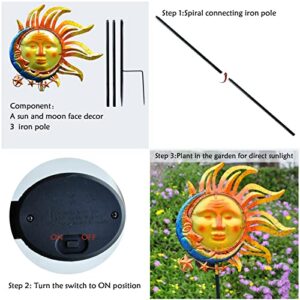 wotieuns Sun Garden Stake Decor Metal Glass Yard Art Decorations Metal Sun Stakes Outdoor Lawn Pathway Patio Flower Bed