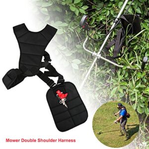 Yosoo Adjustable Lawn Mower Double Shoulder Strap Professional Mower Nylon Belt for Brush Cutter Garden Lawn Black