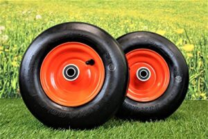 (set of 2) 11×4.00-5 tires & 5.25 kubota orange wheels 4 ply for lawn & garden mower