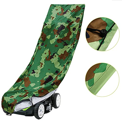 Hzeal Lawn Mower Cover Waterproof Heavy Duty Push Mower Covers Upright Walk Behind Garden Mower Tarp, All Weather Outdoor UV Protection 210D Polyester with Draw String Design with Storage Bag (Green)