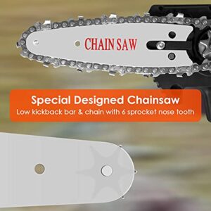 Mini Chainsaw, 4-Inch Portable Cordless Chain Saw with 24V 2pcs Rechargeble Batteries and 2 Chain, One-Handed Electric Chainsaw for Wood Cutting, Branches Pruning, Farming, and Garden Tree Trimming