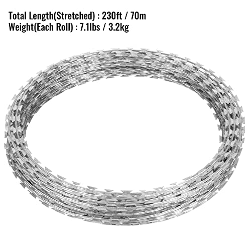 VEVOR 98FT Razor Wire, 98 FT, Sliver