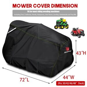 Rosefray Riding Lawn Mower Cover, Waterproof Heavy Duty 600D Marine Grade Fabric will not Fade-Universal Fit for John Deere,Cub Cadet,Craftsman ,Husquvarna, etc. Decks Up to 54",UV, Dust, Against Water, UV, Dust, Dirt,Snow, Wind for Outdoor. 72''L*44''W*4