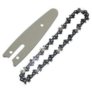 RLECS 4 Inch Mini Chainsaw Chain and Guide Bar Set Chainsaw Accessories 4-Inch Replacement Saw Chain Bar for 4 Inch Mini Cordless Handheld Electric Chainsaw (1 Chain+1 Bar)