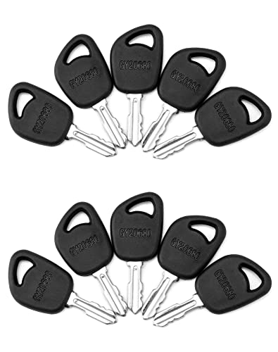 QWORK 10 Pieces Ignition Key GY20680 for Most Lawn Mowers and Lawn Tractors, Compatible with John Deere 100, D100, E100, G100, L100, LA100, LT, SST, X300, X500 and X700 Series