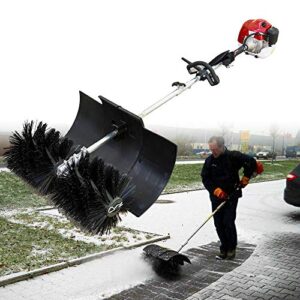 52CC 2.3HP Street Sweeper Walk Behind Hand Held Gas Power Snow Sweeper Power Brush Sweeper Broom Driveway Garden Leaf Lawn Collector Leaf Collector