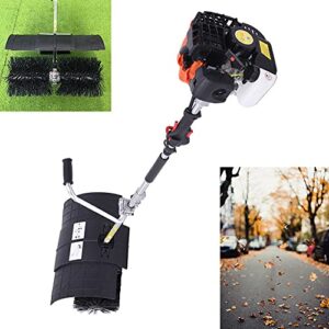 52CC 2.3HP Street Sweeper Walk Behind Hand Held Gas Power Snow Sweeper Power Brush Sweeper Broom Driveway Garden Leaf Lawn Collector Leaf Collector