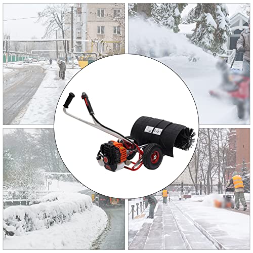 Handheld Sweeper 52cc 2 Stroke 2.5HP Power Engine Gas Power Sweeping Broom Handheld Turf Lawn Sweeper for Cleaning Snow Driveway Grass Lawn Garden