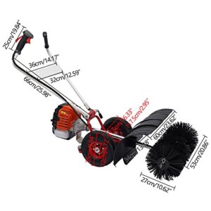 Handheld Sweeper 52cc 2 Stroke 2.5HP Power Engine Gas Power Sweeping Broom Handheld Turf Lawn Sweeper for Cleaning Snow Driveway Grass Lawn Garden