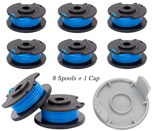 NOTETOUPT AC14RL3A String Trimmer Replacement Spool Line Compatible with Ryobi One+ 24V, 18V, and 40V Cordless Trimmers 0.065" Autofeed Replacement Spool (8 Spools + 1 Cap) by Rain King