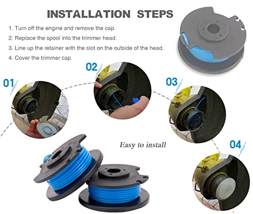 NOTETOUPT AC14RL3A String Trimmer Replacement Spool Line Compatible with Ryobi One+ 24V, 18V, and 40V Cordless Trimmers 0.065" Autofeed Replacement Spool (8 Spools + 1 Cap) by Rain King