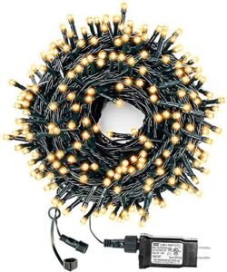 drunze christmas light string 105ft 300 led, end-to-end expandable plug, 8 models waterproof outdoor indoor fairy christmas tree string for party, garden, wedding, holiday (warm white)