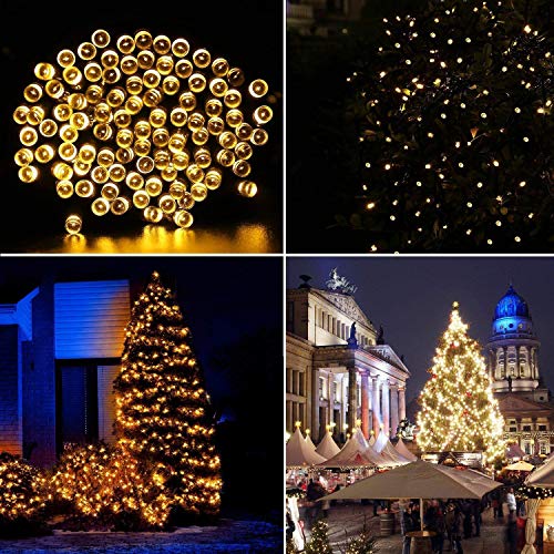 Drunze Christmas Light String 105Ft 300 LED, end-to-end Expandable Plug, 8 Models Waterproof Outdoor Indoor Fairy Christmas Tree String for Party, Garden, Wedding, Holiday (Warm White)