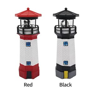 NINEFOX Solar Lighthouse Outdoor Solar Rotating LED Lighthouse Light Waterproof Lighthouse Statue Decorative LED Rotating Lamp for Garden Landscape Outside Yard(Black)