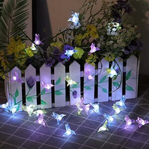 tombaby 15.8ft solar 1.18″ h hummingbird 30 led cold white string lights for garden yard patio party outdoor decoration