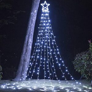 Okura (New) Cerflyer Christmas Decoration Outdoor Star String Lights, 320 LED Christmas Tree Topper Lights with 14" Lighted Star for Halloween Christmas New Year Holiday Garden Yard (White)