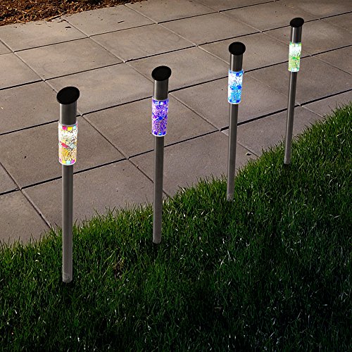 Solar Outdoor LED Light, Battery Operated Stainless Steel Mosaic Column Path and Walkway Lights For Landscape, Patio, Pathways by Pure Garden