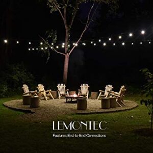 Lemontec Commercial Grade Outdoor String Lights with 15 Hanging Sockets - 48 Ft Black Weatherproof Cord Weatherproof Strand for Patio Garden Porch Backyard Party Deck Yard – S14 Black