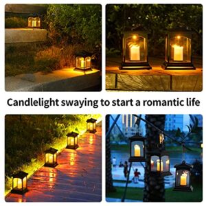 Hanging Solar Lantern Outdoor - 6 Pack Waterproof Solar Powered Lanterns Candles Lights Christmas Flickering Decoration for Patio Backyard Garden (Warm Light)