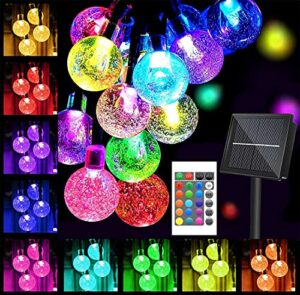 xewea solar string lights outdoor 16 colors 66 led 39ft waterproof fairy lights with 20 modes remote solar powered crystal globe lights for garden fence patio yard home party christmas decoration