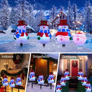 Christmas Snowman Pathway Lights Outdoor, 3 in 1 LED Landscape Path Lights for Holiday Decoration, 2022 Snowman Santa Reindeer Pathway Lights for Garden, Yard, Lawn, Porch, Outdoor Décor Plug in