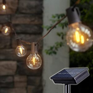 all fortune solar outdoor string lights, 15ft g50 patio lights string waterproof with 10 warm white led shatterproof bulbs, perfect for garden, backyard, pergola, party, cafe, camping decoration