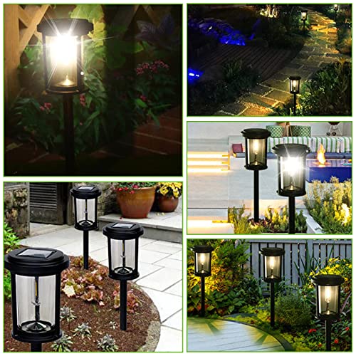 RM Family Waterproof Led Solar Outdoor Lights - Auto On/Off Solar Garden Lights Large Capacity Battery Long-Lasting Solar Pathway Lights High Brightness Driveway Lights 4 Packs