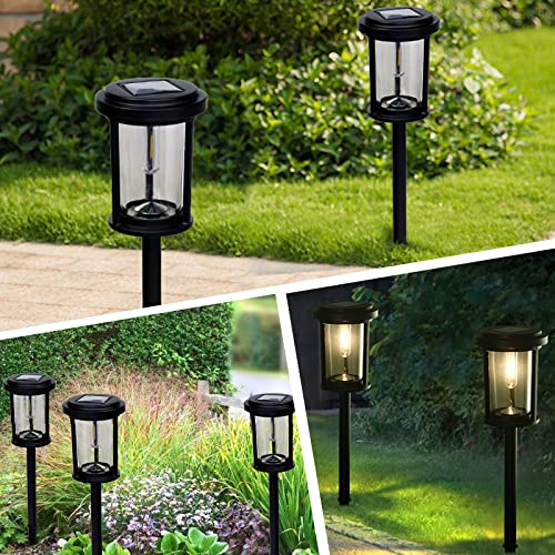 RM Family Waterproof Led Solar Outdoor Lights - Auto On/Off Solar Garden Lights Large Capacity Battery Long-Lasting Solar Pathway Lights High Brightness Driveway Lights 4 Packs