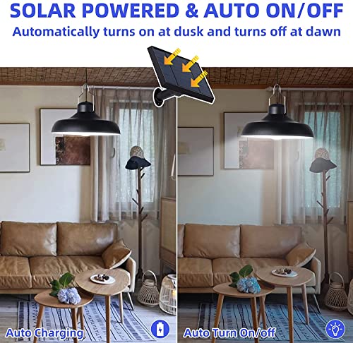 Solar Pendant Light Outdoor - Solar Shed Lights Indoor 3000K|4500K|6500K| with Remote Control Solar Outdoor Lights,IP65 Waterproof Solar Indoor Lights for Garden,Chicken Coop,Gazebo,Barn