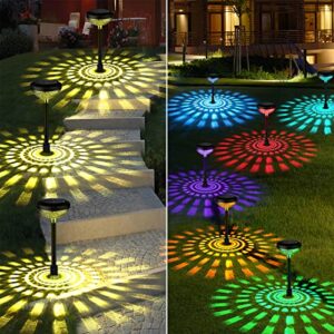 akavdou solar pathway lights 2 pack, color changing/warm white led solar lights outdoor waterproof 2 modes solar powered sidewalk path lights solar garden lights for yard lawn decorative