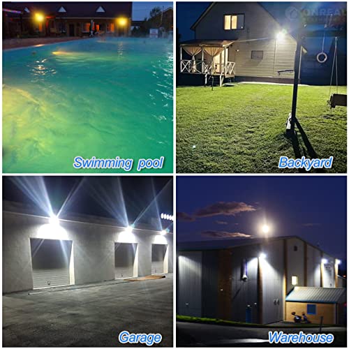 SWORDFORCE Led Flood Light Outdoor, 100W 2 Pack 3CCT Selectable 3000K/4000K/6500K Indoor Led Work Lights Plug in Floodlight Waterproof for Yard,Garage,Shop,Garden,Playground…