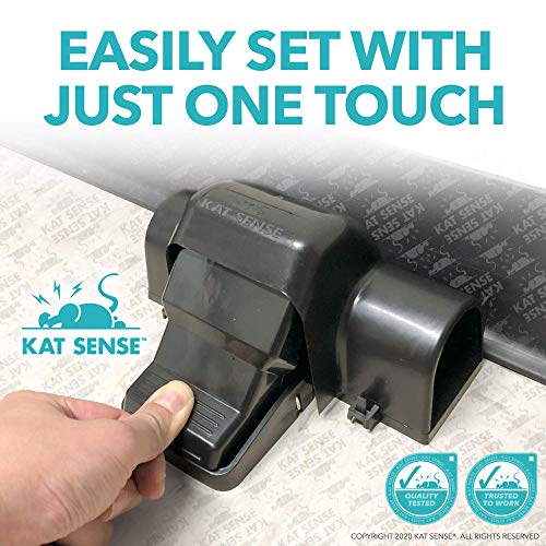 Kat Sense Covered Rat & Chipmunk Traps, Prevents Accidental Triggering with Tunneled Design, Quick Humane Kill, Indoor 'N Outdoor Mouse Snap Traps