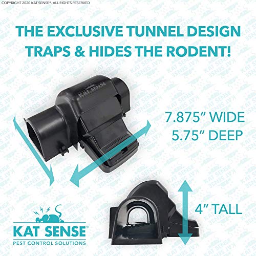 Kat Sense Covered Rat & Chipmunk Traps, Prevents Accidental Triggering with Tunneled Design, Quick Humane Kill, Indoor 'N Outdoor Mouse Snap Traps