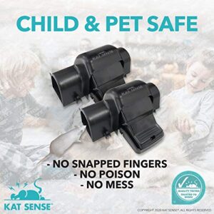 Kat Sense Covered Rat & Chipmunk Traps, Prevents Accidental Triggering with Tunneled Design, Quick Humane Kill, Indoor 'N Outdoor Mouse Snap Traps