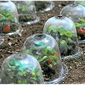 KiaoTime Pack of 10 Reuseable 10" Plastic Greenhouse Garden Bell Cover Germination Cover Frost Guard Freeze Protection Dome with Bonus 30 Metal Stakes+10 Tags