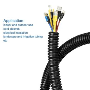 DMiotech 15.8mmx12mmx2m Plastic Non-Split Corrugated Tubing Indoor Outdoor Cord Management for Wrap Tidy Office Garden