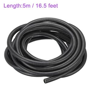 DMiotech 10mmx8mmx5m Plastic Non-Split Corrugated Tubing Indoor Outdoor Cord Management for Wrap Tidy Office Garden