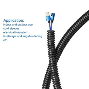 DMiotech 10mmx8mmx5m Plastic Non-Split Corrugated Tubing Indoor Outdoor Cord Management for Wrap Tidy Office Garden