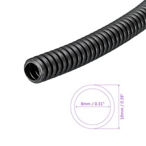 DMiotech 10mmx8mmx6m Plastic Non-Split Corrugated Tubing Indoor Outdoor Cord Management for Wrap Tidy Office Garden