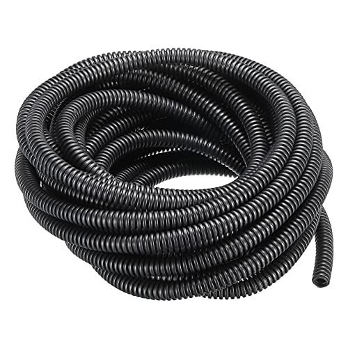 DMiotech 10mmx8mmx8m Plastic Non-Split Corrugated Tubing Indoor Outdoor Cord Management for Wrap Tidy Office Garden