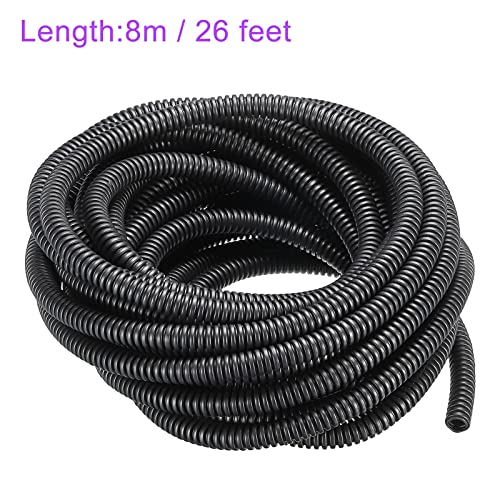 DMiotech 10mmx8mmx8m Plastic Non-Split Corrugated Tubing Indoor Outdoor Cord Management for Wrap Tidy Office Garden