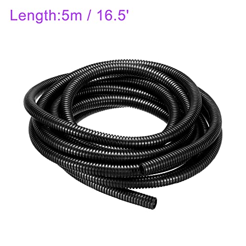 DMiotech 13.0mmx9.5mmx5m Plastic Non-Split Corrugated Tubing Indoor Outdoor Cord Management for Wrap Tidy Office Garden